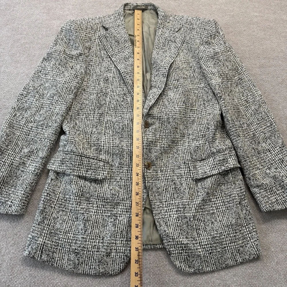 Baldessarini Tweed White Black‎ Brown Lined Wool Blazer Glen Plaid 48 Italy